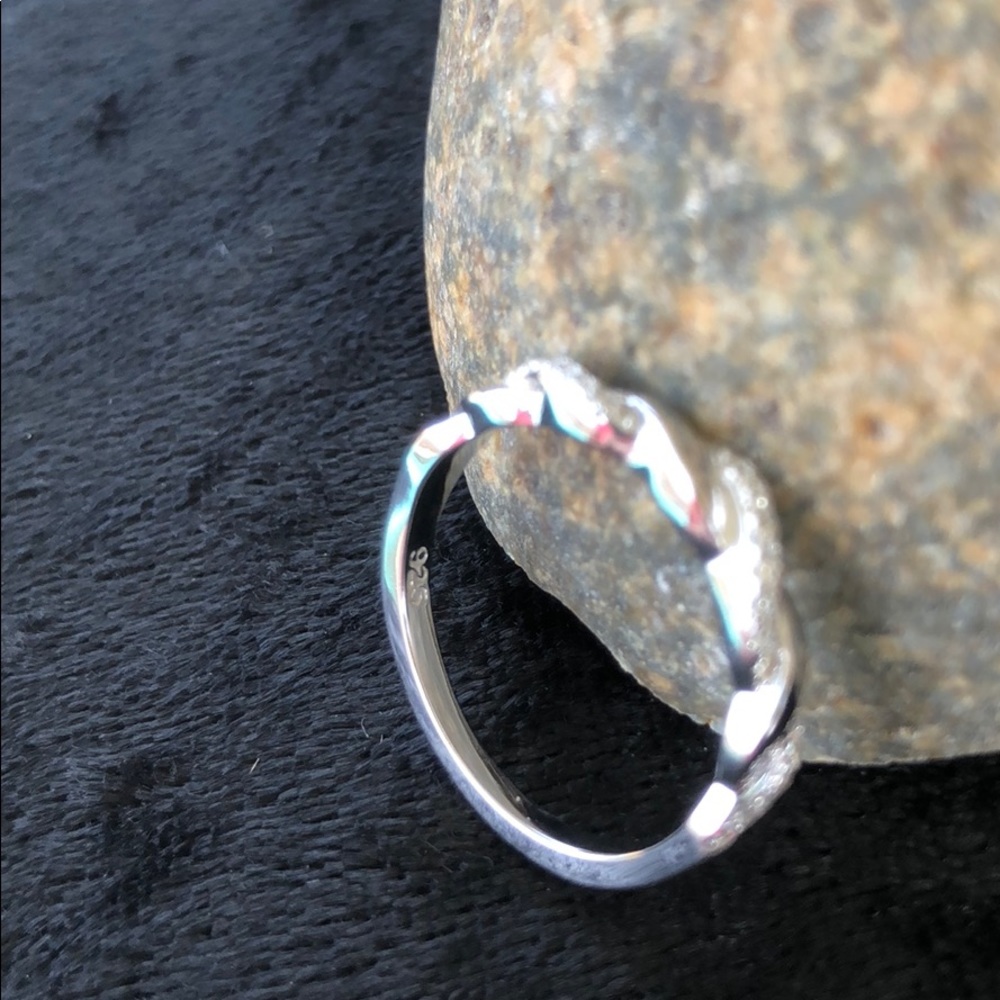 Sterling Silver Braided Clear CZ Ring - Picture 4 of 8